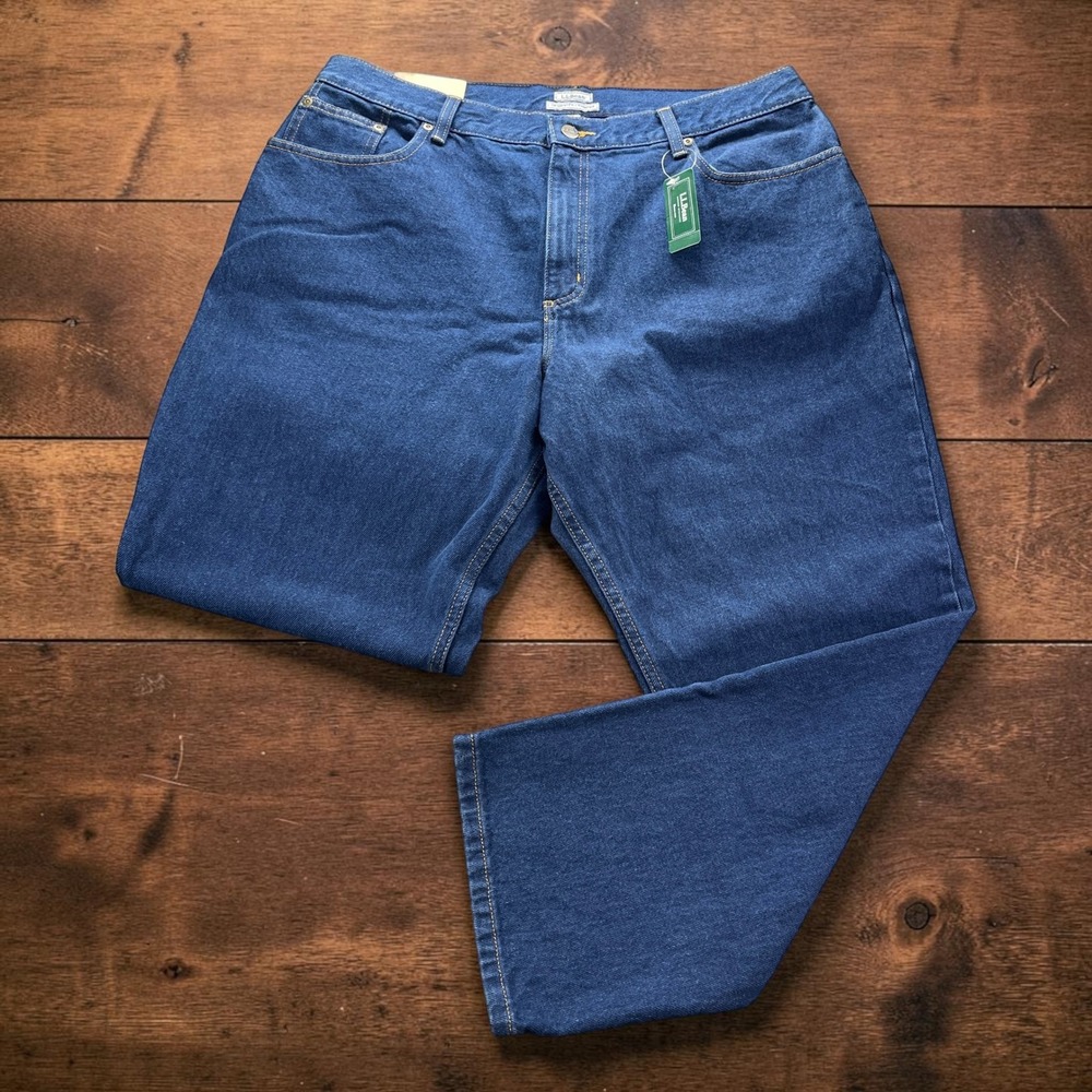 NEW L.L.Bean Double L Relaxed Fit Jeans Womens 20 Petite W38xL28 Rinsed Wash NWT